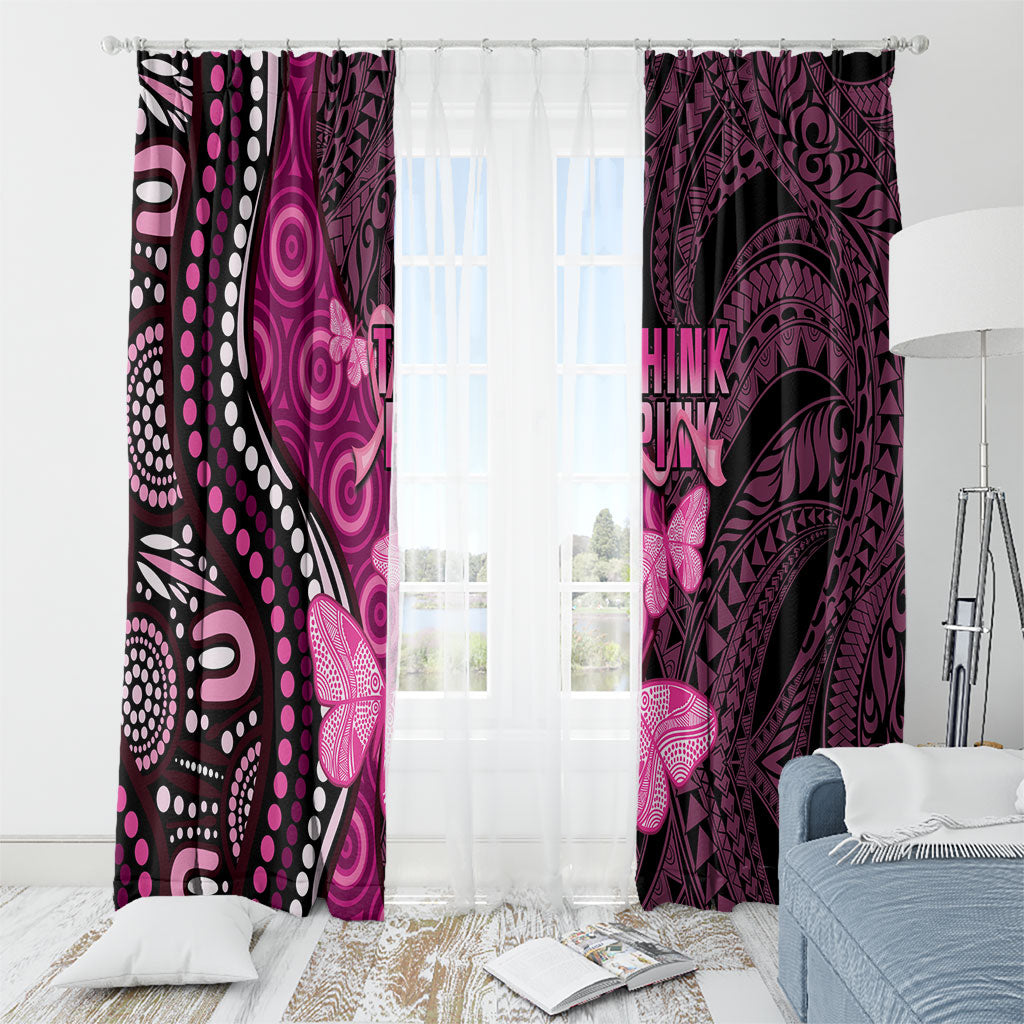 Think Pink Breast Cancer Support Window Curtain Butterfly Aboriginal Mix Polynesian Pattern