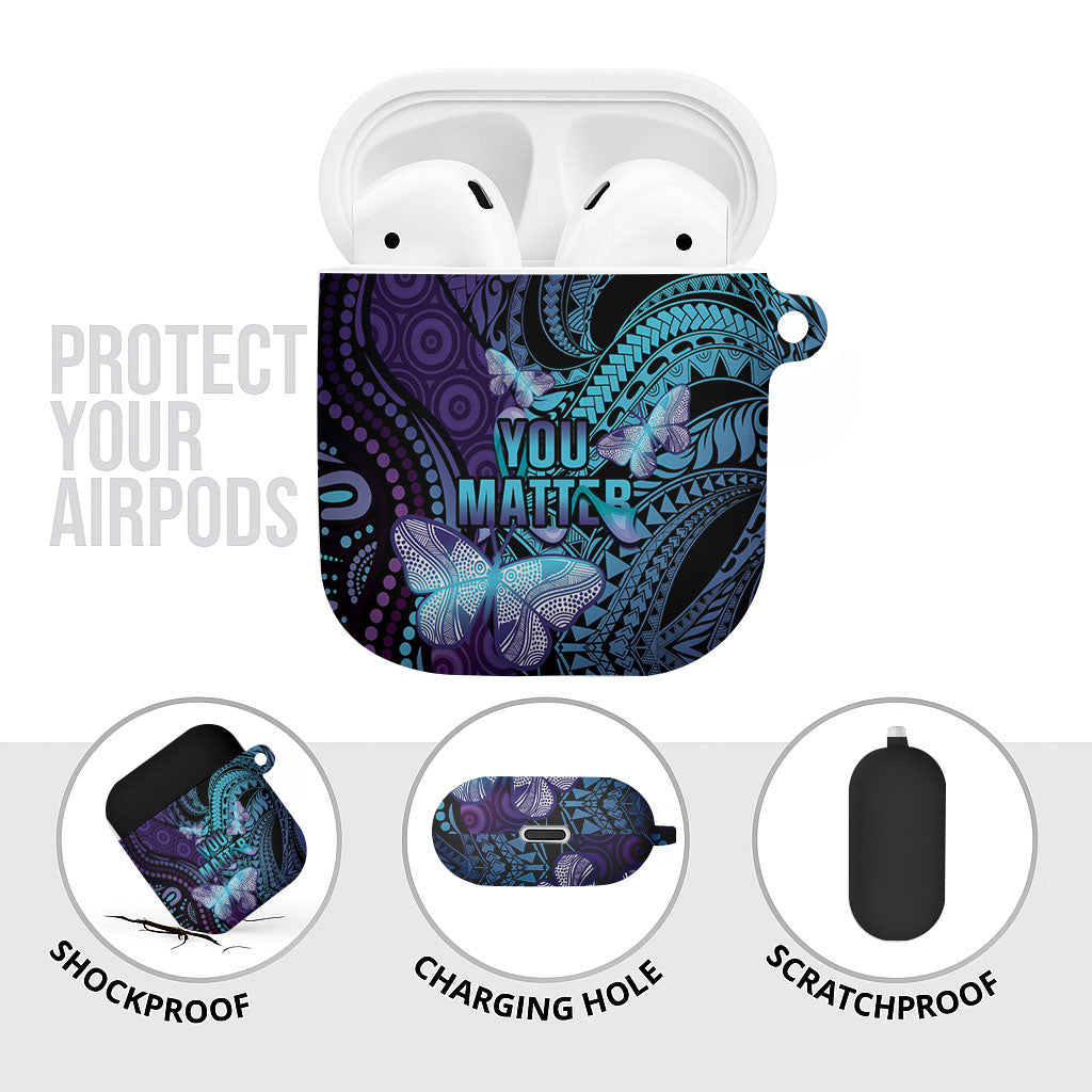 You Matter Suicide Prevention AirPods Case Butterfly Aboriginal Mix Polynesian Pattern