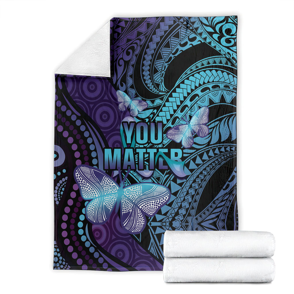 You Matter Suicide Prevention Blanket Butterfly Aboriginal Mix Polynesian Pattern