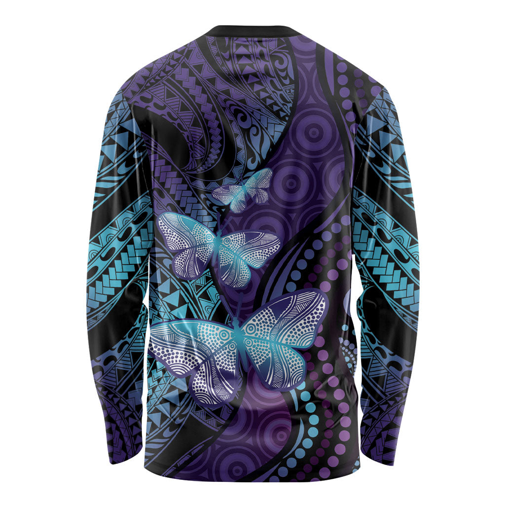 You Matter Suicide Prevention Long Sleeve Shirt Butterfly Aboriginal Mix Polynesian Pattern