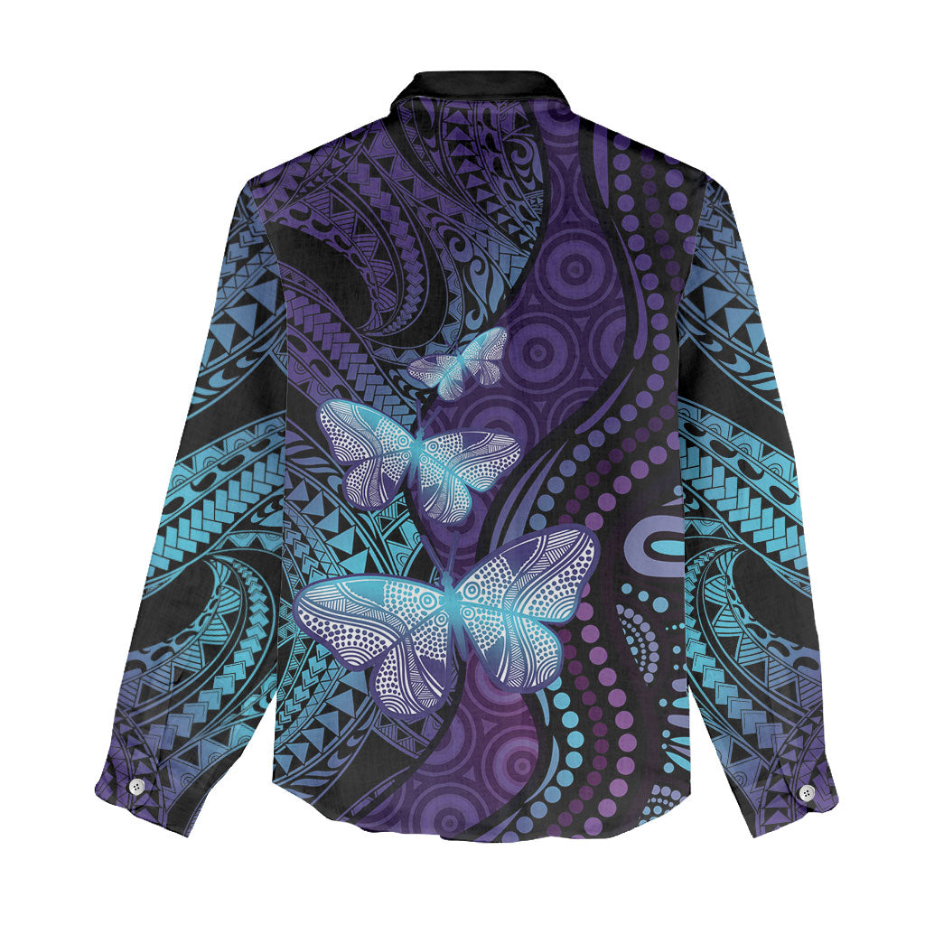 You Matter Suicide Prevention Women Casual Shirt Butterfly Aboriginal Mix Polynesian Pattern