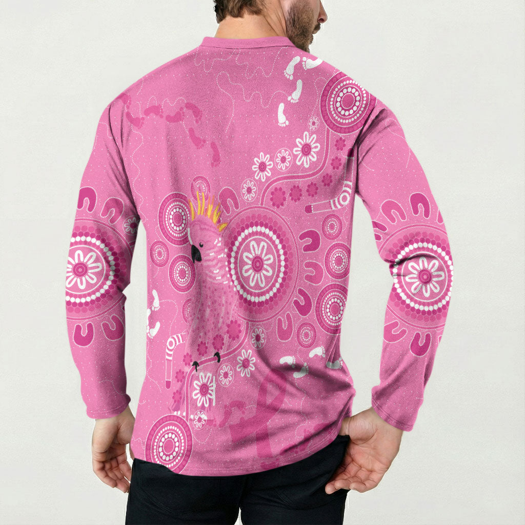 Pink Ribbon Australia Button Sweatshirt Breast Cancer Support Aboriginal Cacatua leadbeateri