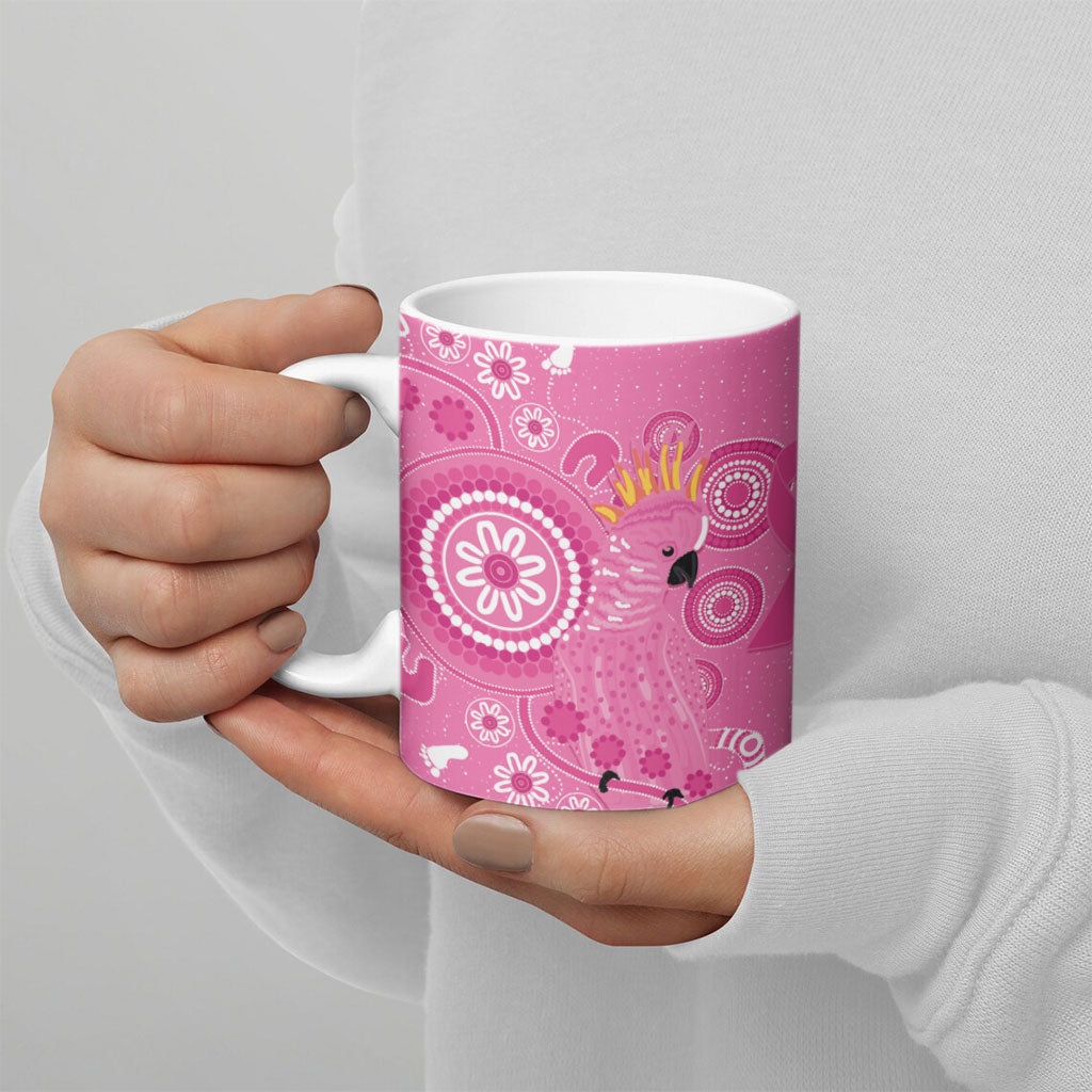 Pink Ribbon Australia Ceramic Mug Breast Cancer Support Aboriginal Cacatua leadbeateri