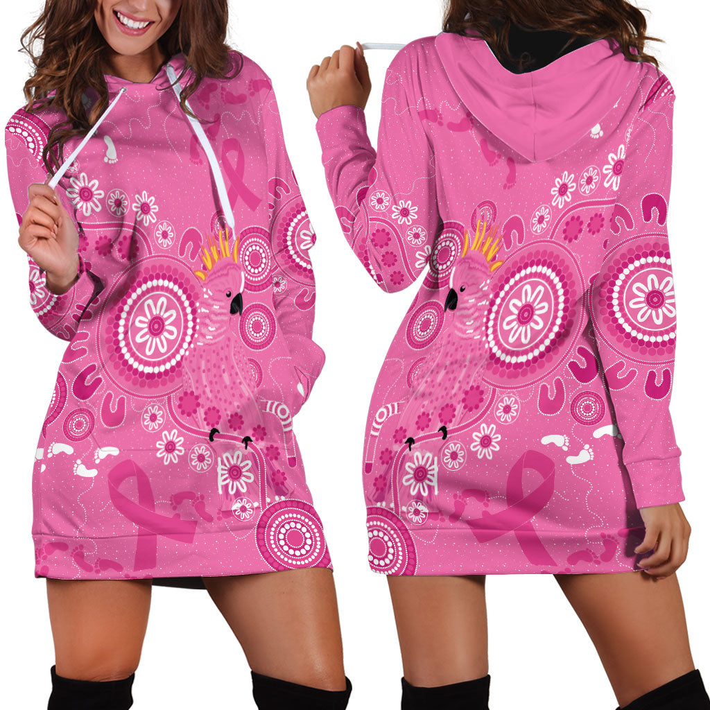 Pink Ribbon Australia Hoodie Dress Breast Cancer Support Aboriginal Cacatua leadbeateri