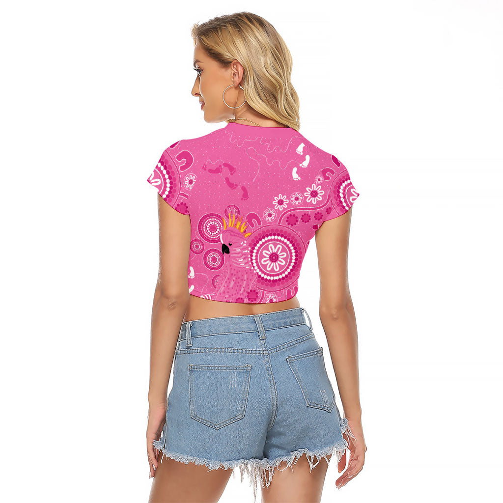 Pink Ribbon Australia Raglan Cropped T Shirt Breast Cancer Support Aboriginal Cacatua leadbeateri