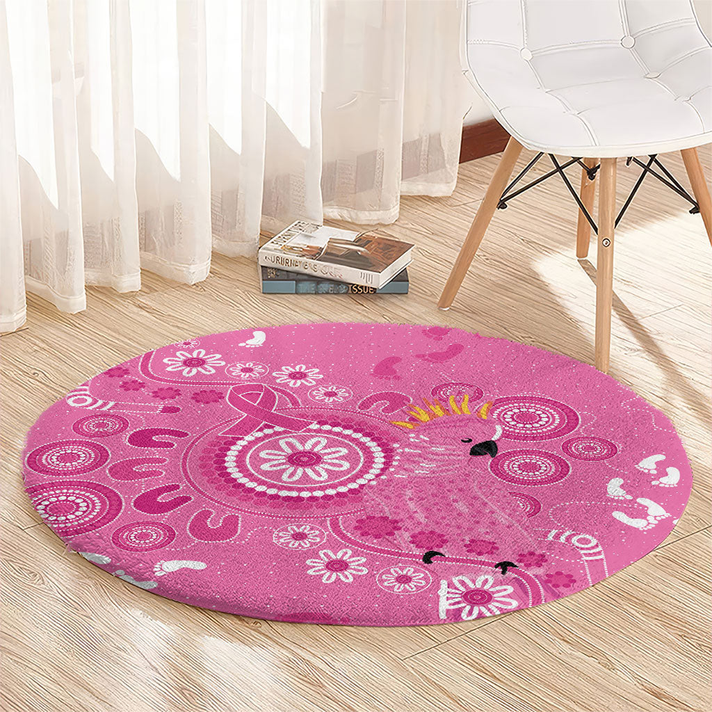 Pink Ribbon Australia Round Carpet Breast Cancer Support Aboriginal Cacatua leadbeateri