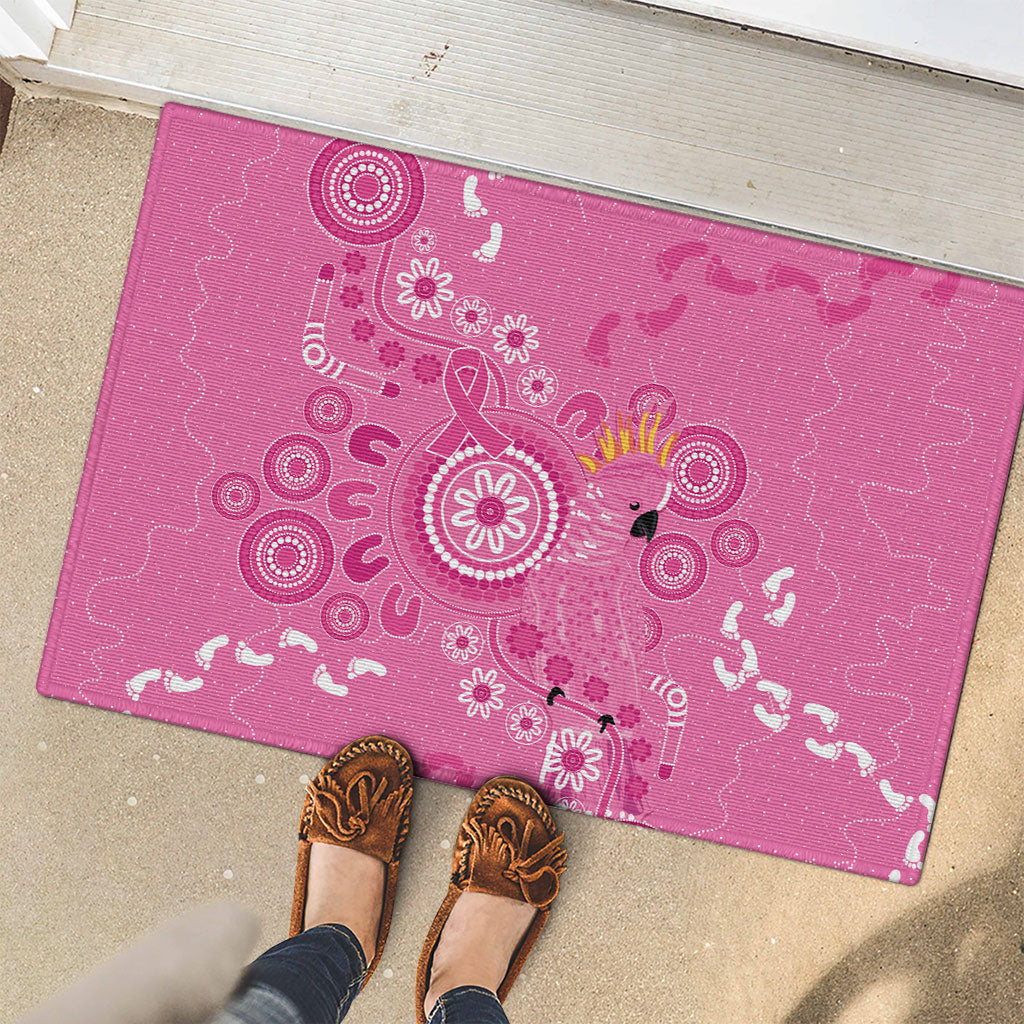 Pink Ribbon Australia Rubber Doormat Breast Cancer Support Aboriginal Cacatua leadbeateri