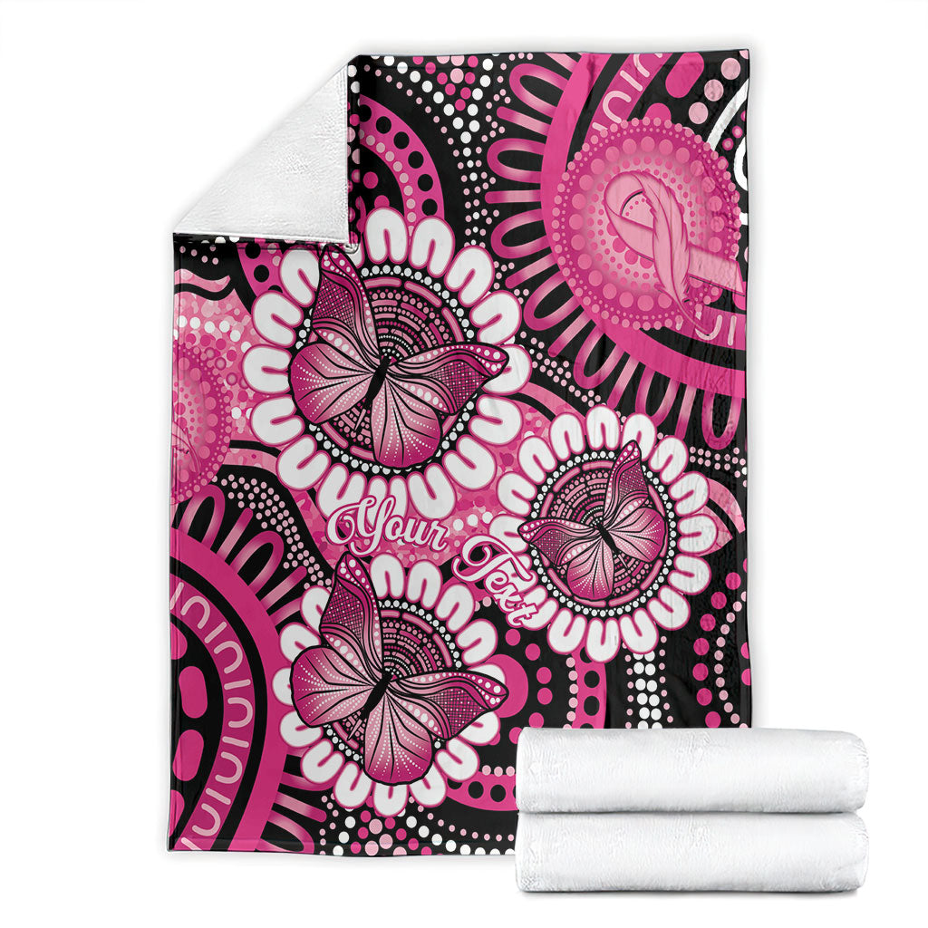 Personalised Australia Indigenous Blanket Breast Cancer Ribbon Think Pink - Black Version