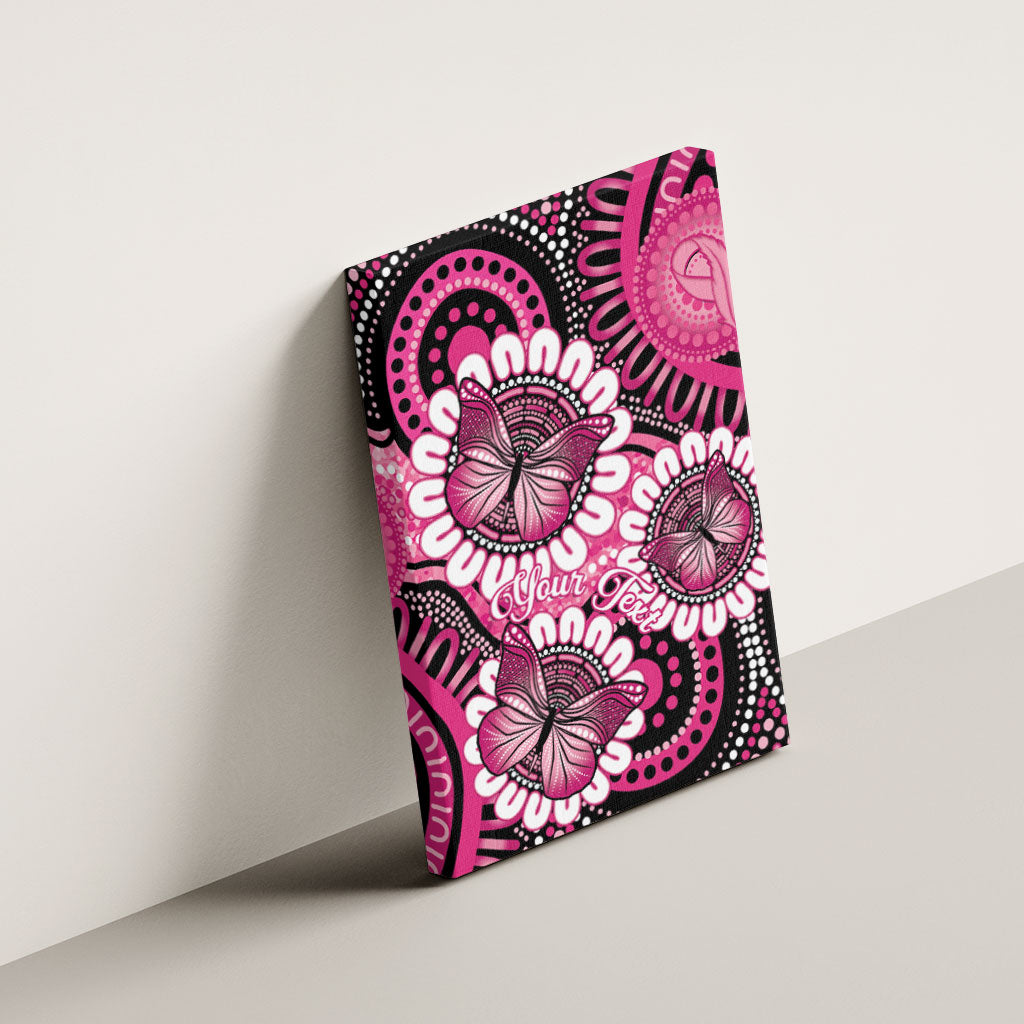 Personalised Australia Indigenous Canvas Wall Art Breast Cancer Ribbon Think Pink - Black Version