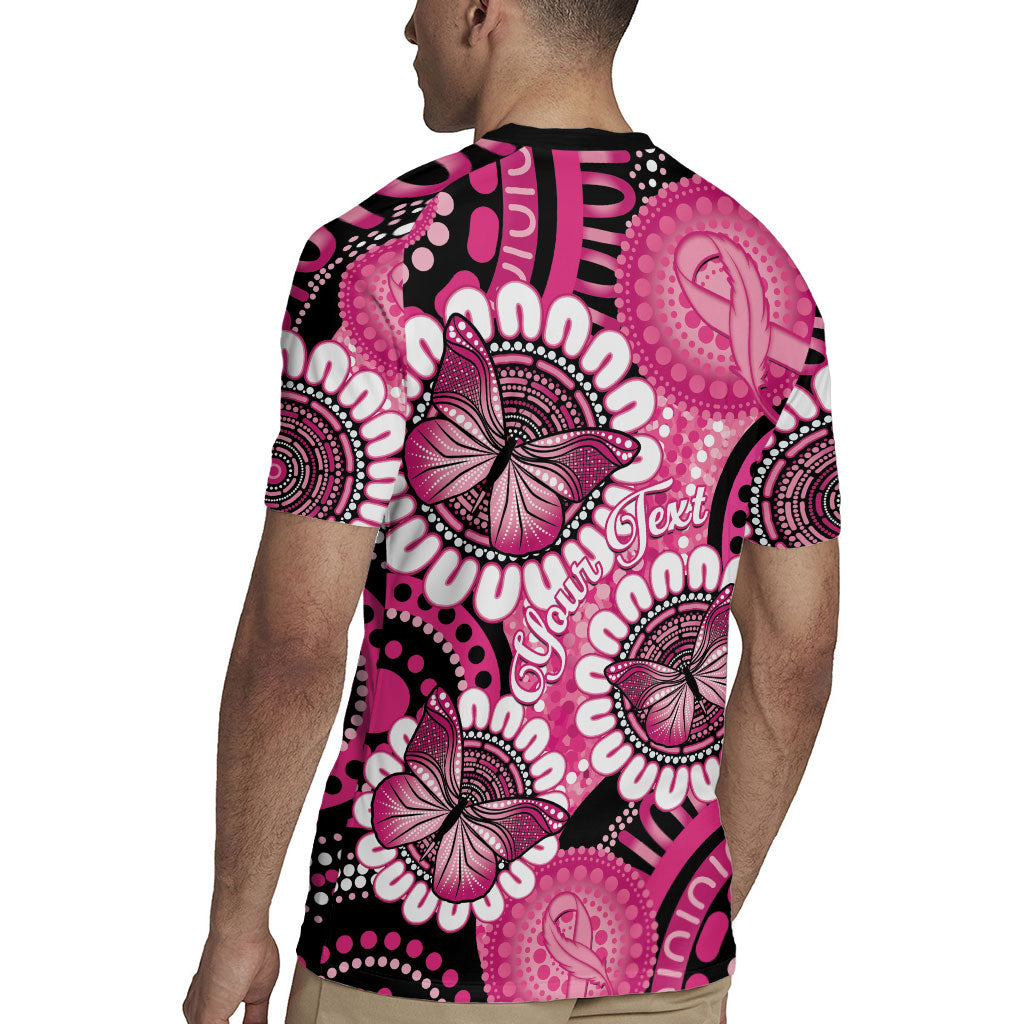 Personalised Australia Indigenous Rugby Jersey Breast Cancer Ribbon Think Pink - Black Version