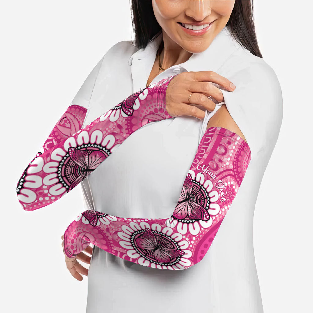 Personalised Australia Indigenous Arm Sleeves Breast Cancer Ribbon Think Pink - Pink Version