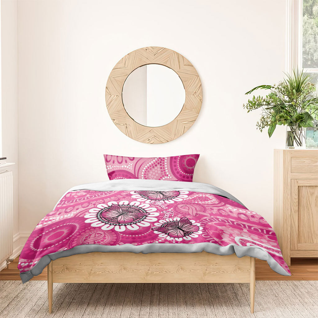 Personalised Australia Indigenous Bedding Set Breast Cancer Ribbon Think Pink - Pink Version