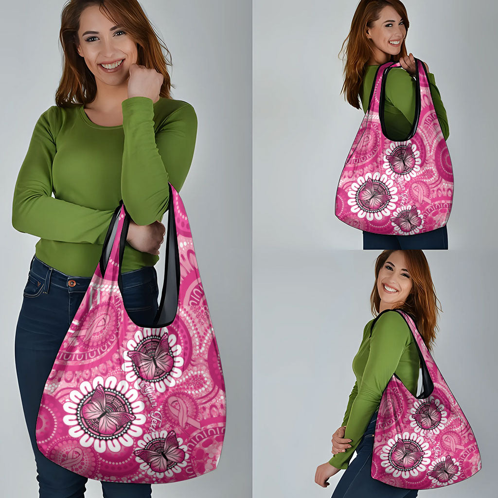 Personalised Australia Indigenous Grocery Bag Breast Cancer Ribbon Think Pink - Pink Version