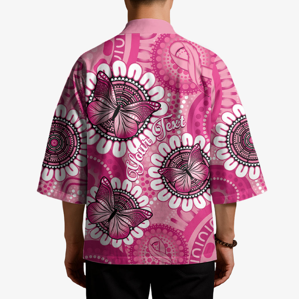 Personalised Australia Indigenous Kimono Breast Cancer Ribbon Think Pink - Pink Version