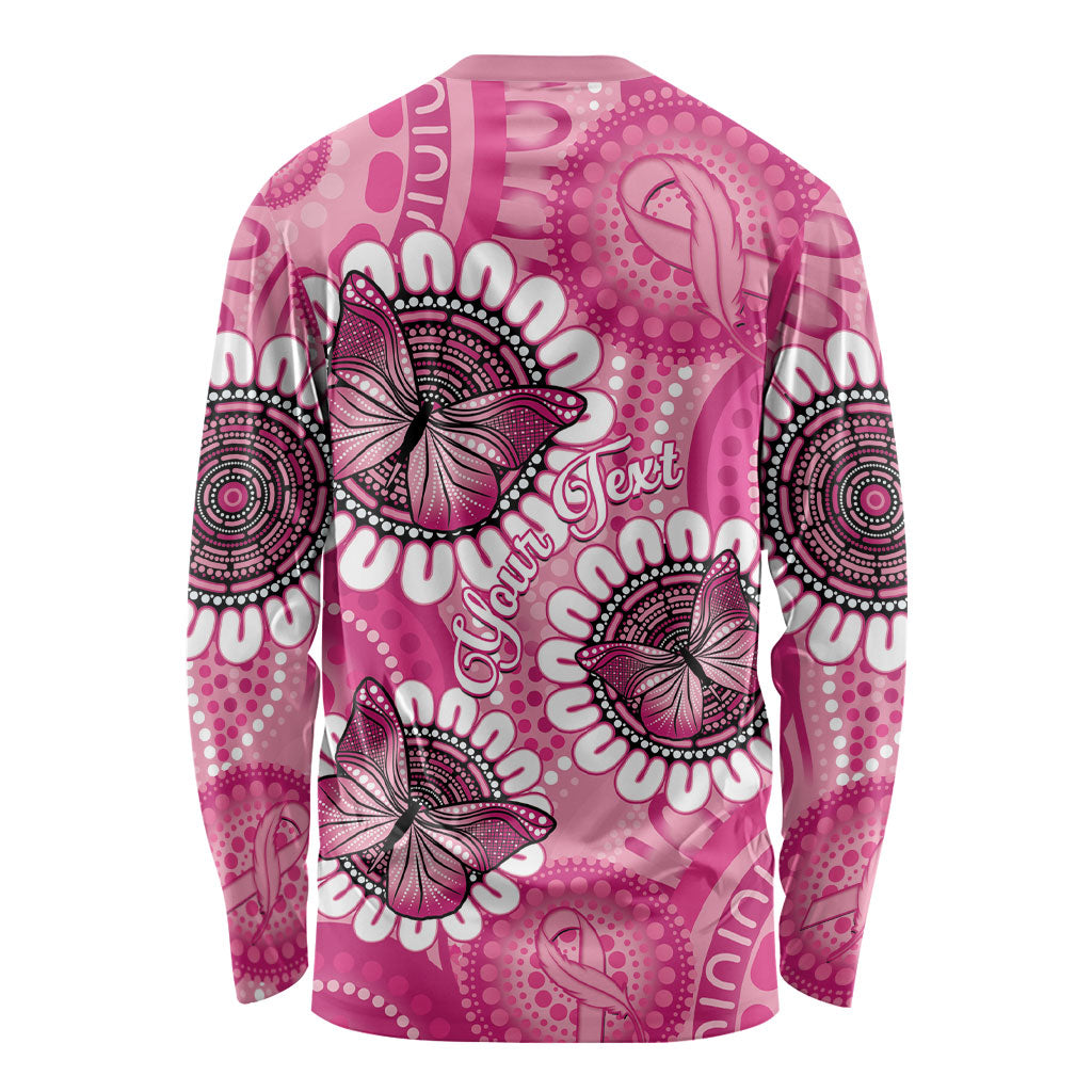 Personalised Australia Indigenous Long Sleeve Shirt Breast Cancer Ribbon Think Pink - Pink Version