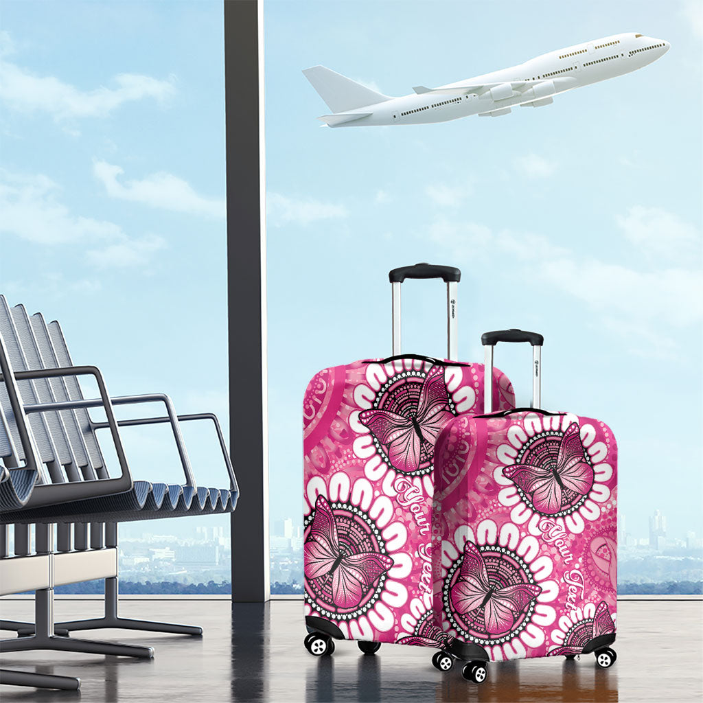 Personalised Australia Indigenous Luggage Cover Breast Cancer Ribbon Think Pink - Pink Version