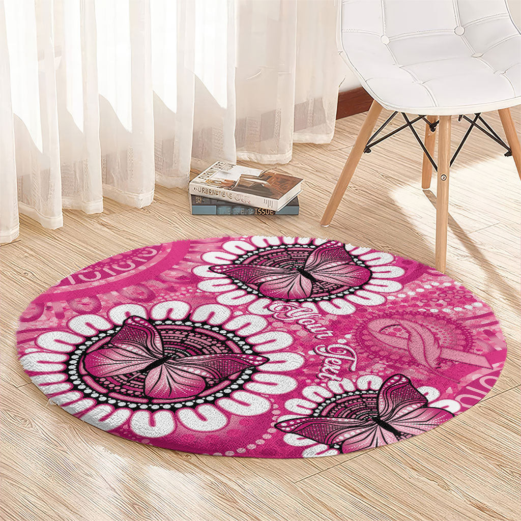 Personalised Australia Indigenous Round Carpet Breast Cancer Ribbon Think Pink - Pink Version
