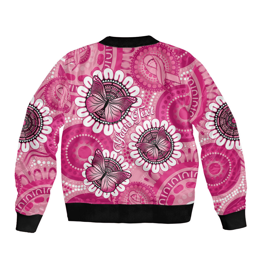 Personalised Australia Indigenous Sleeve Zip Bomber Jacket Breast Cancer Ribbon Think Pink - Pink Version