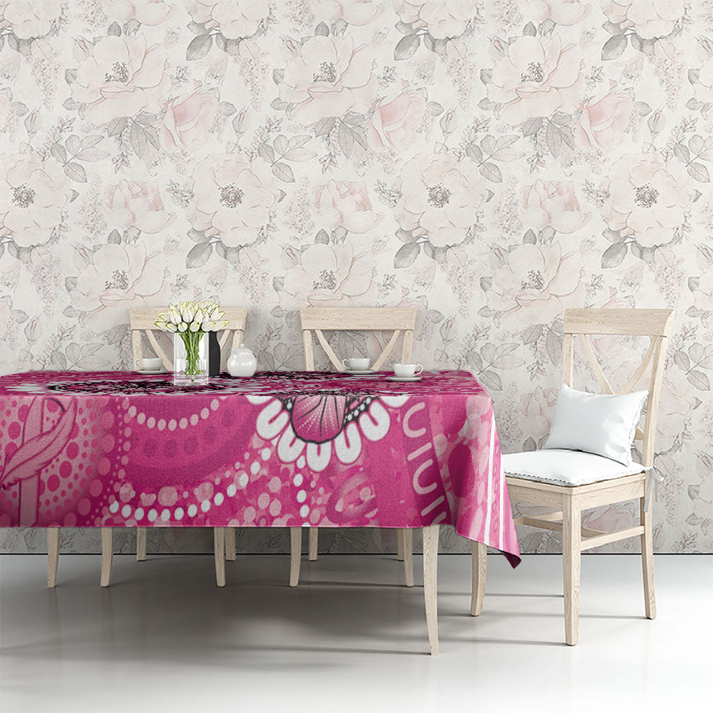 Personalised Australia Indigenous Tablecloth Breast Cancer Ribbon Think Pink - Pink Version