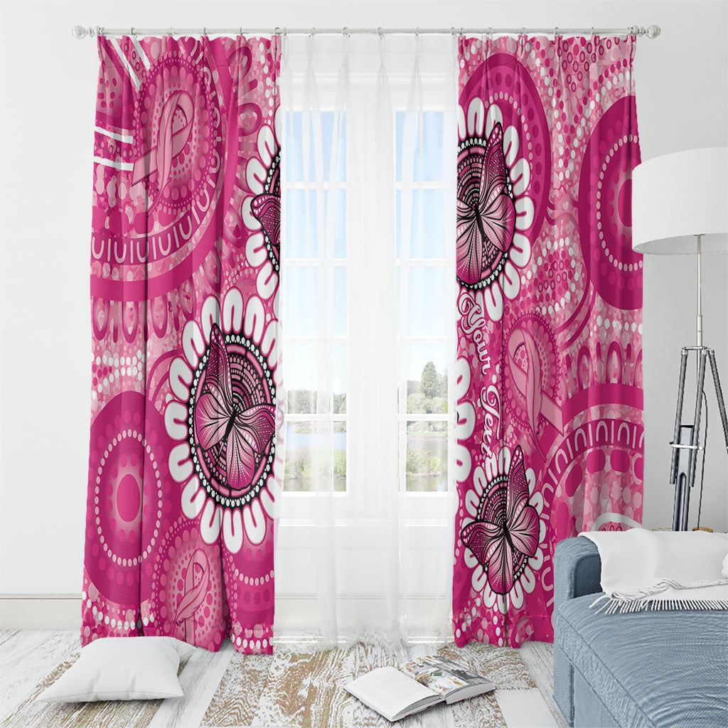 Personalised Australia Indigenous Window Curtain Breast Cancer Ribbon Think Pink - Pink Version