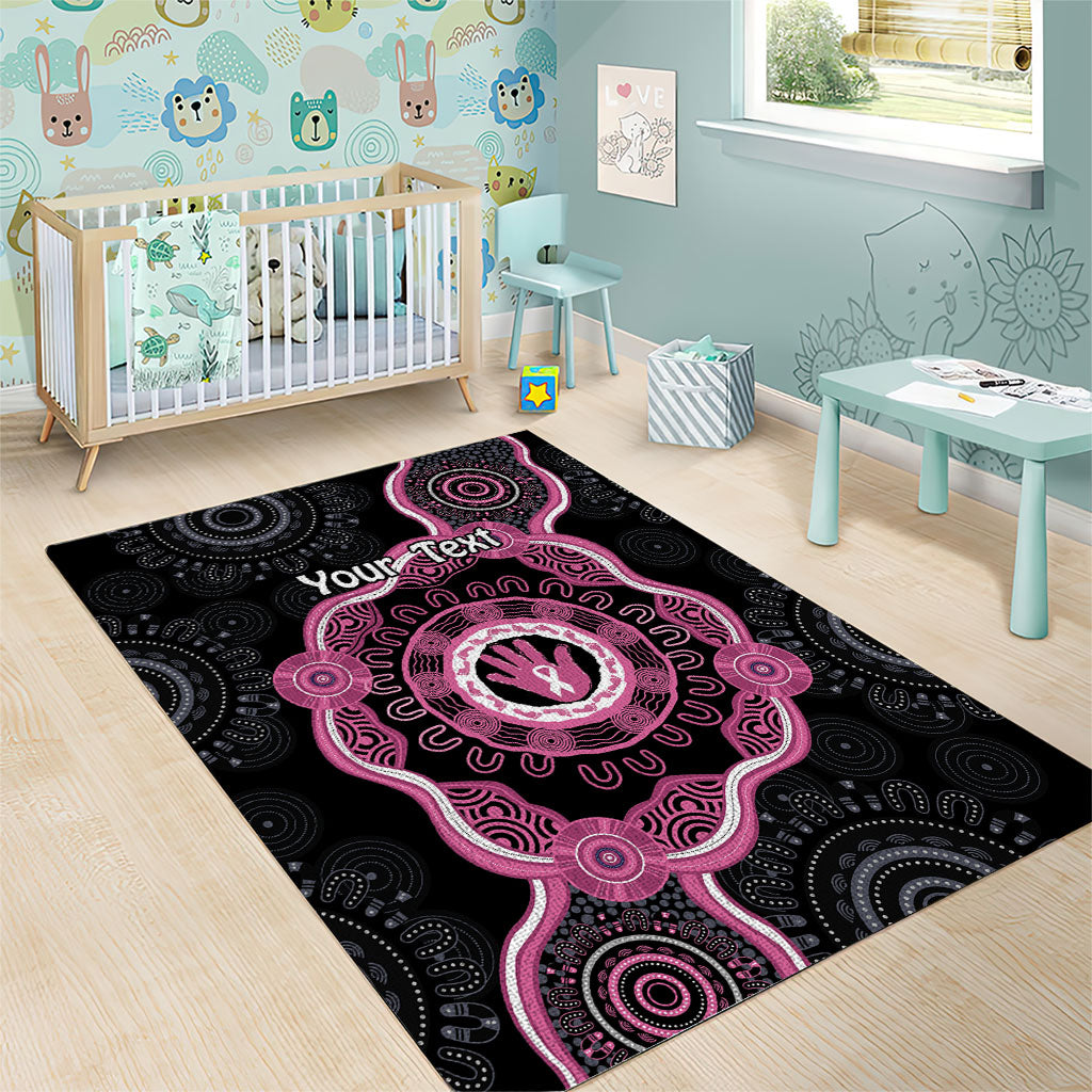 Personalised Australia Breast Cancer Support Area Rug Brave Strong Aboriginal Art