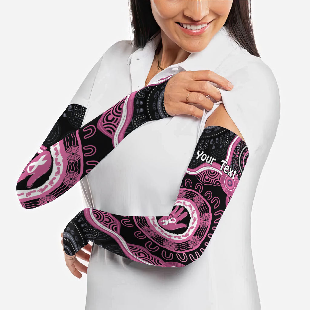 Personalised Australia Breast Cancer Support Arm Sleeves Brave Strong Aboriginal Art
