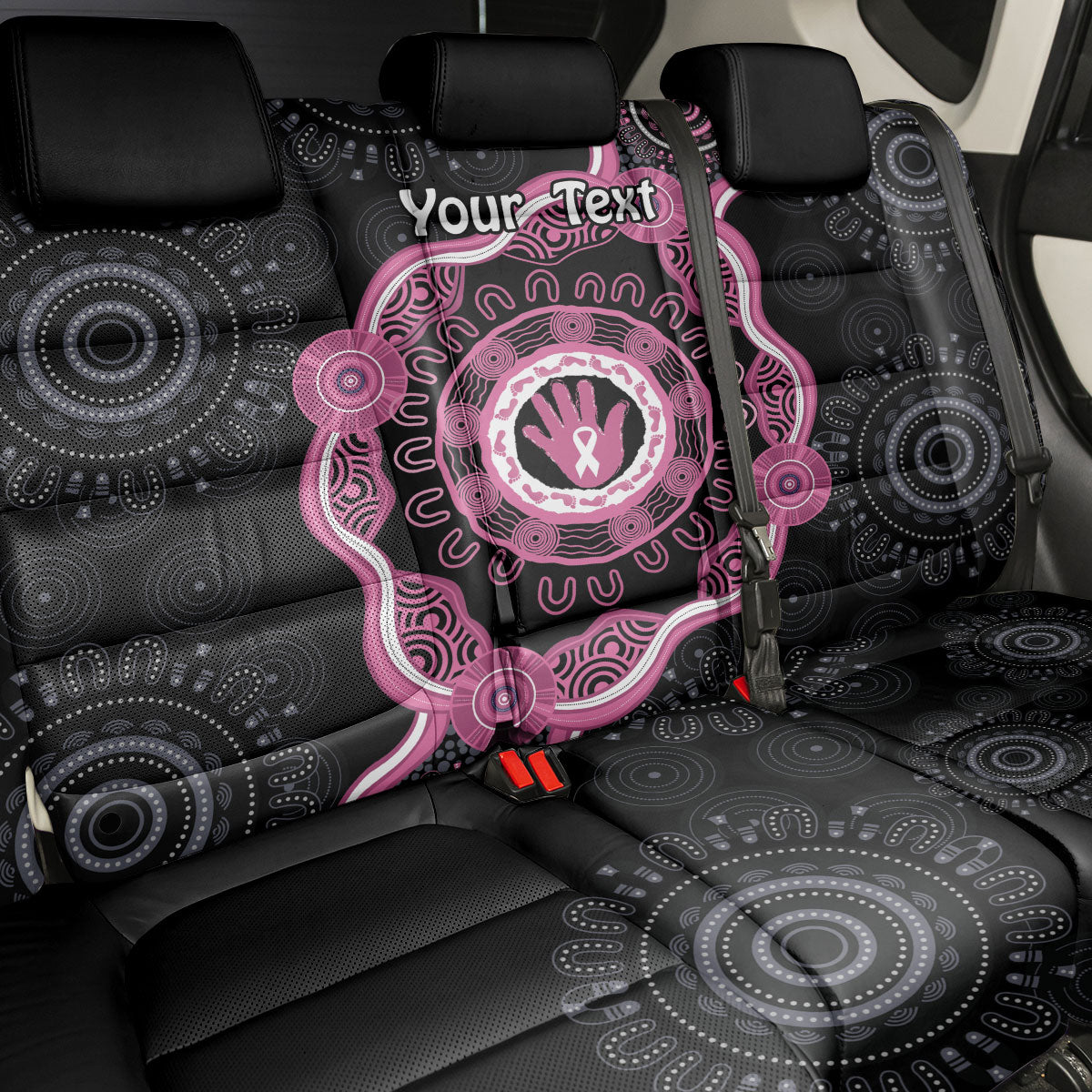 Personalised Australia Breast Cancer Support Back Car Seat Cover Brave Strong Aboriginal Art