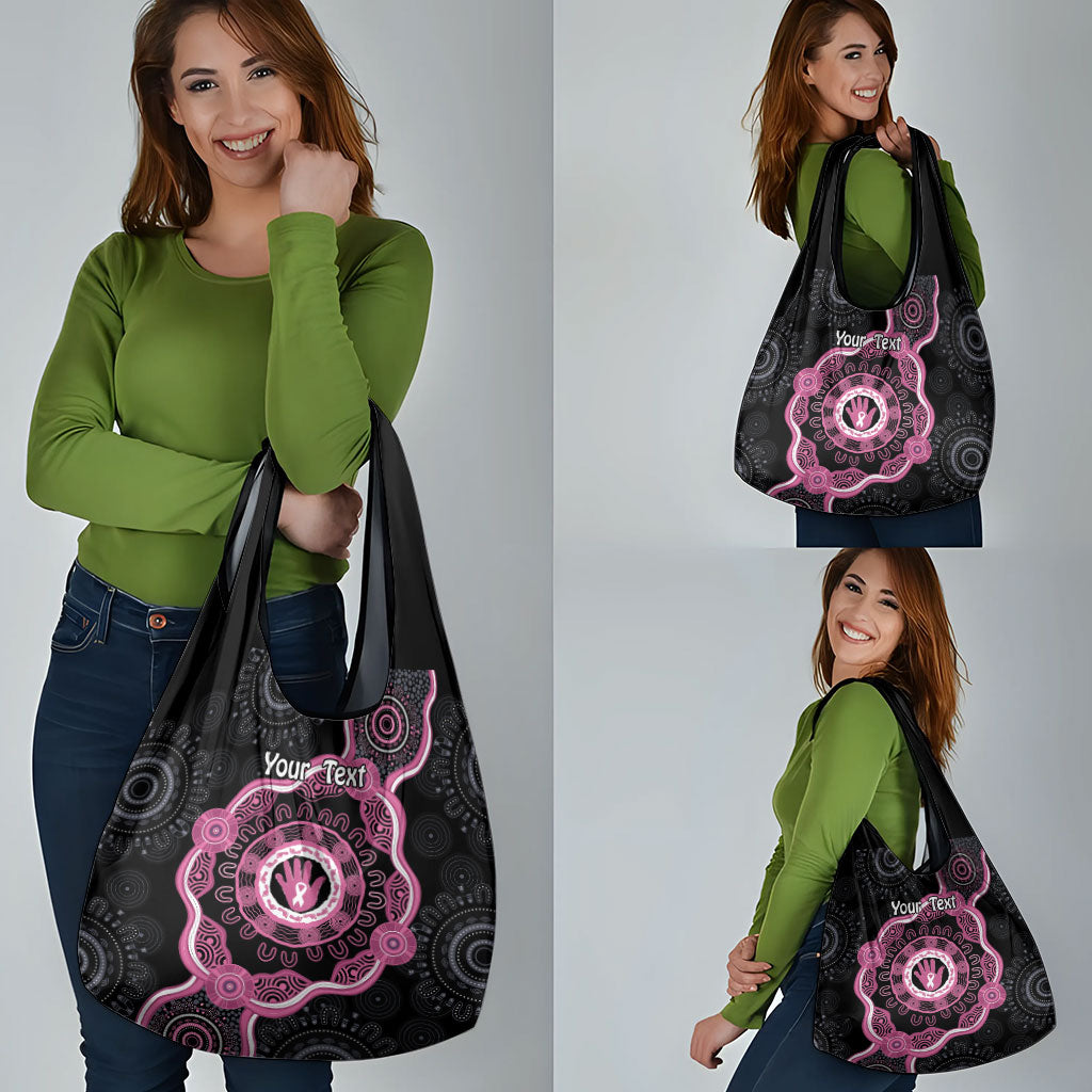 Personalised Australia Breast Cancer Support Grocery Bag Brave Strong Aboriginal Art