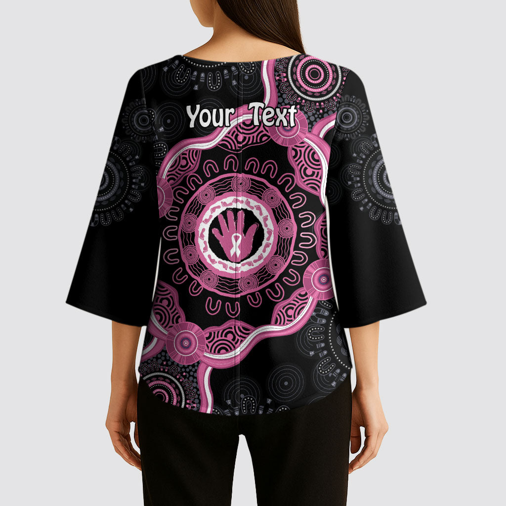 Personalised Australia Breast Cancer Support Kimono Sleeve Blouse Brave Strong Aboriginal Art