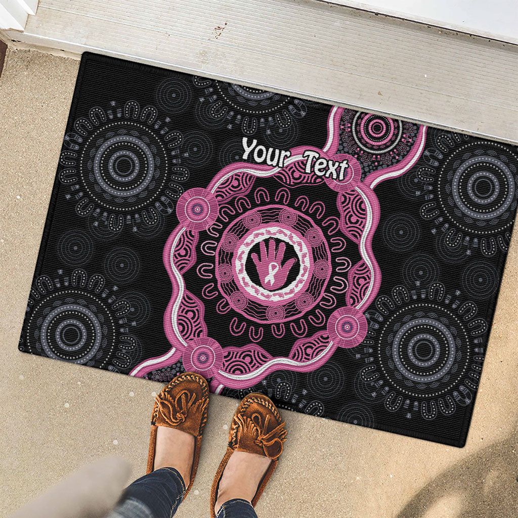 Personalised Australia Breast Cancer Support Rubber Doormat Brave Strong Aboriginal Art