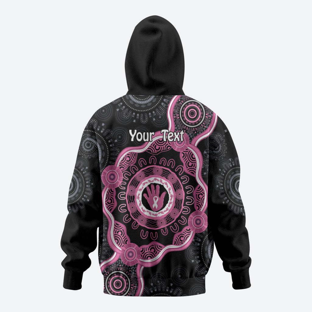 Personalised Australia Breast Cancer Support Zip Hoodie Brave Strong Aboriginal Art
