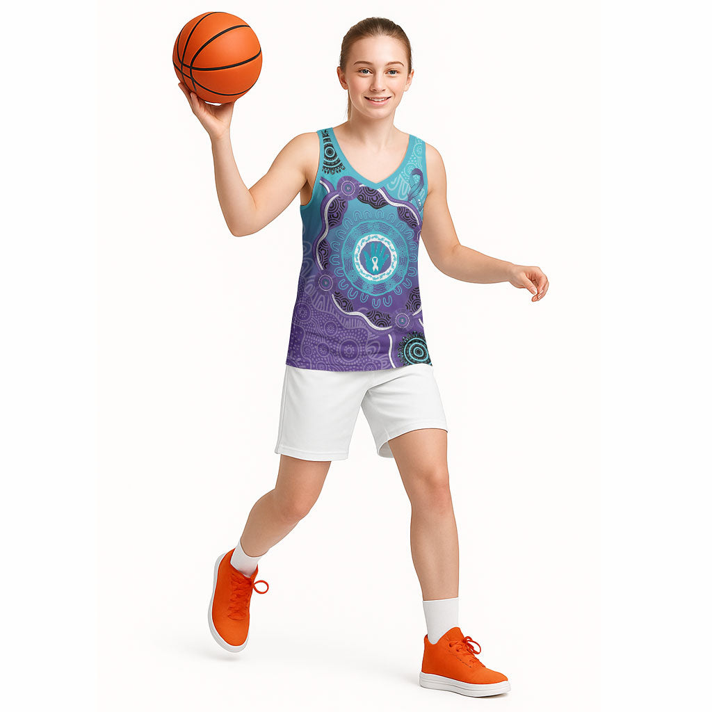 Australia Indigenous Basketball Jersey Suicide Prevention Month Ribbon Aboriginal Art