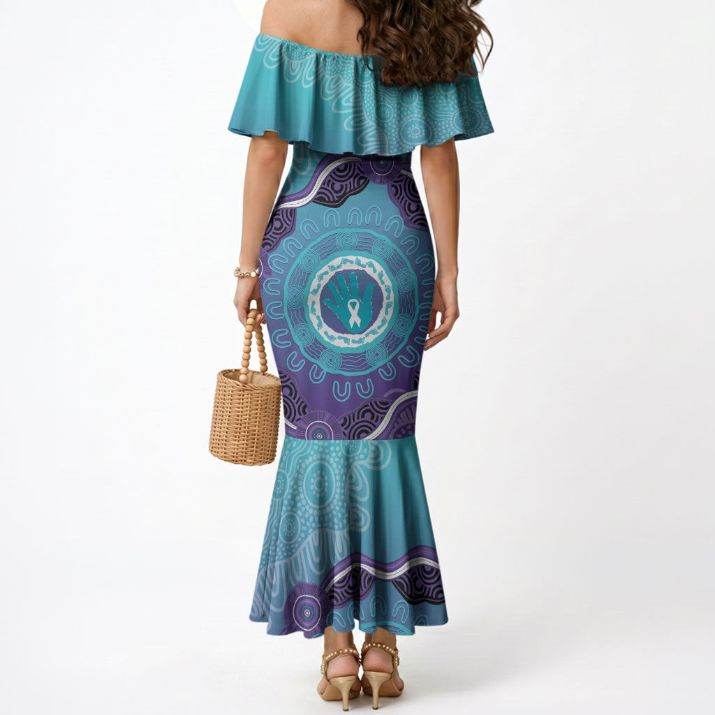 Australia Indigenous Mermaid Dress Suicide Prevention Month Ribbon Aboriginal Art