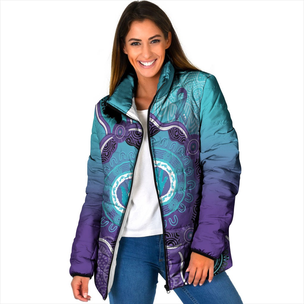Australia Indigenous Padded Jacket Suicide Prevention Month Ribbon Aboriginal Art