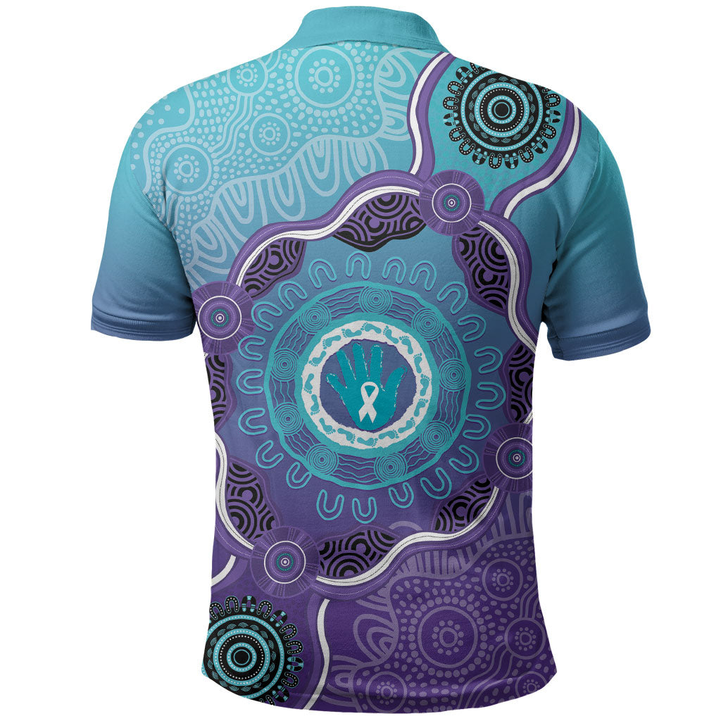 Australia Indigenous Polo Shirt Suicide Prevention Month Ribbon Aboriginal Art