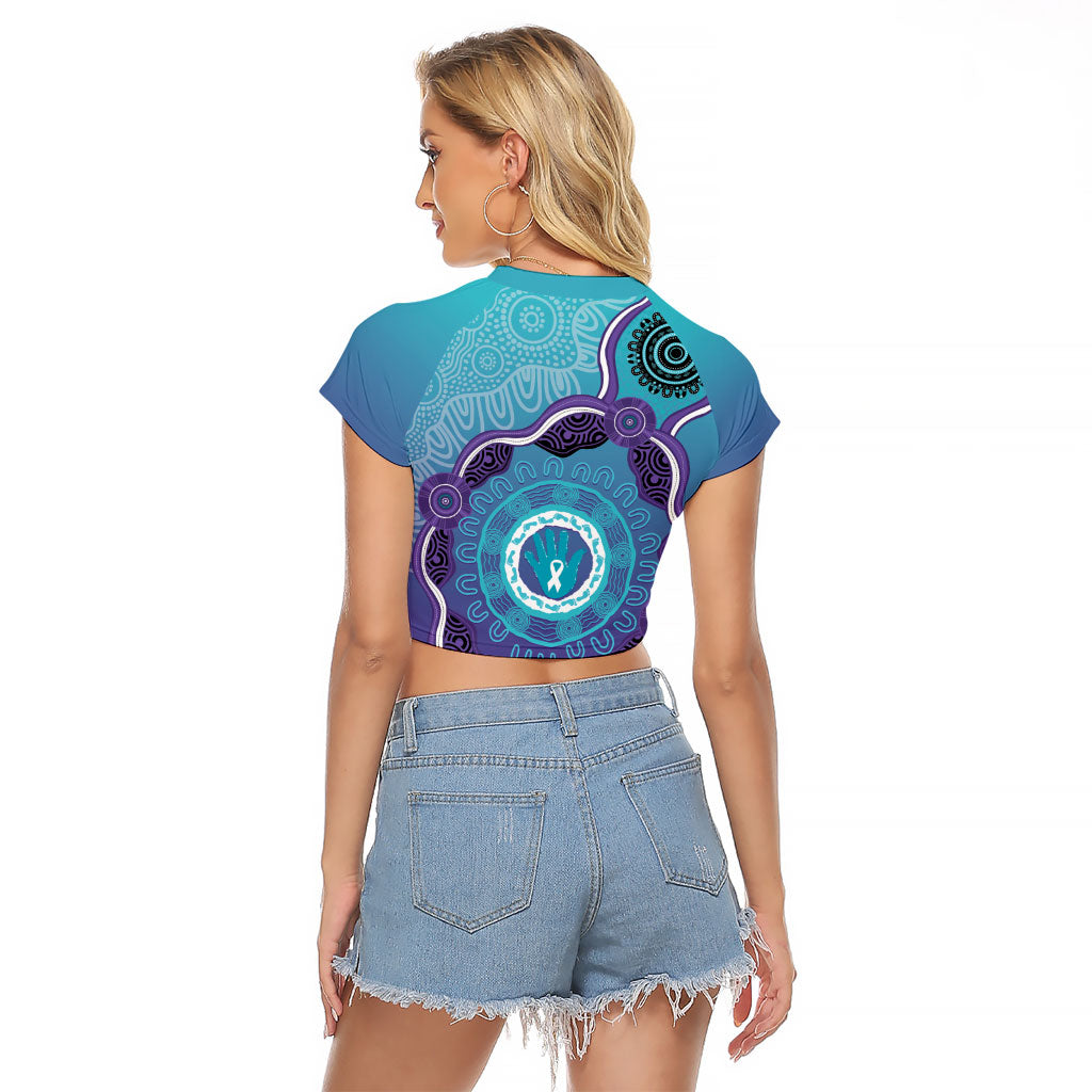 Australia Indigenous Raglan Cropped T Shirt Suicide Prevention Month Ribbon Aboriginal Art