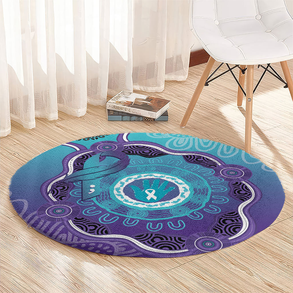 Australia Indigenous Round Carpet Suicide Prevention Month Ribbon Aboriginal Art