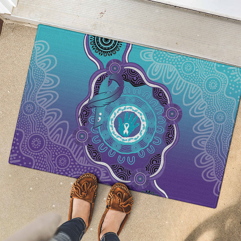 Australia Indigenous Rubber Doormat Suicide Prevention Month Ribbon Aboriginal Art