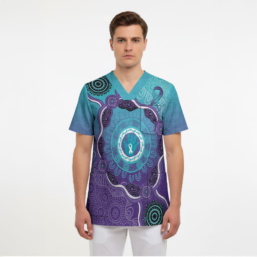Australia Indigenous Scrub Top Suicide Prevention Month Ribbon Aboriginal Art