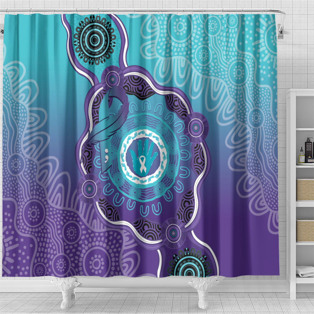 Australia Indigenous Shower Curtain Suicide Prevention Month Ribbon Aboriginal Art
