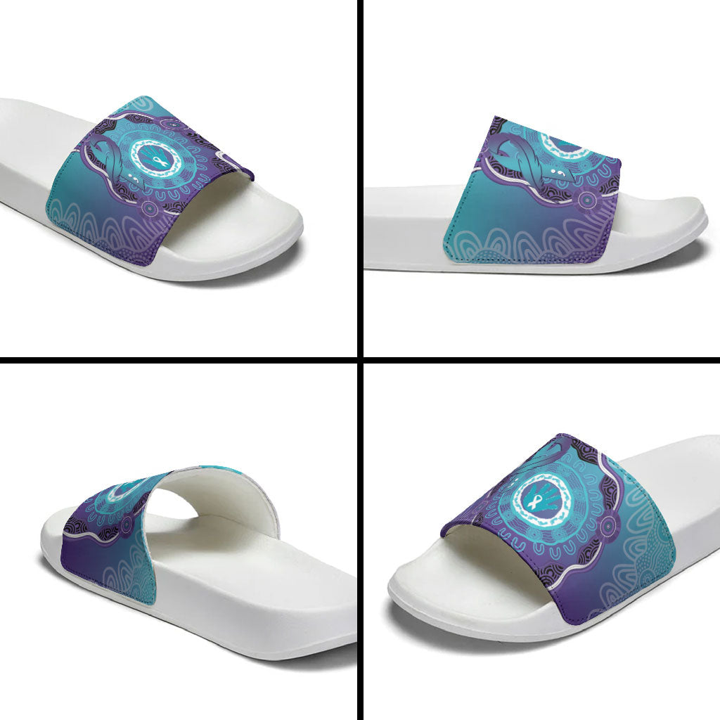 Australia Indigenous Slide Sandals Suicide Prevention Month Ribbon Aboriginal Art