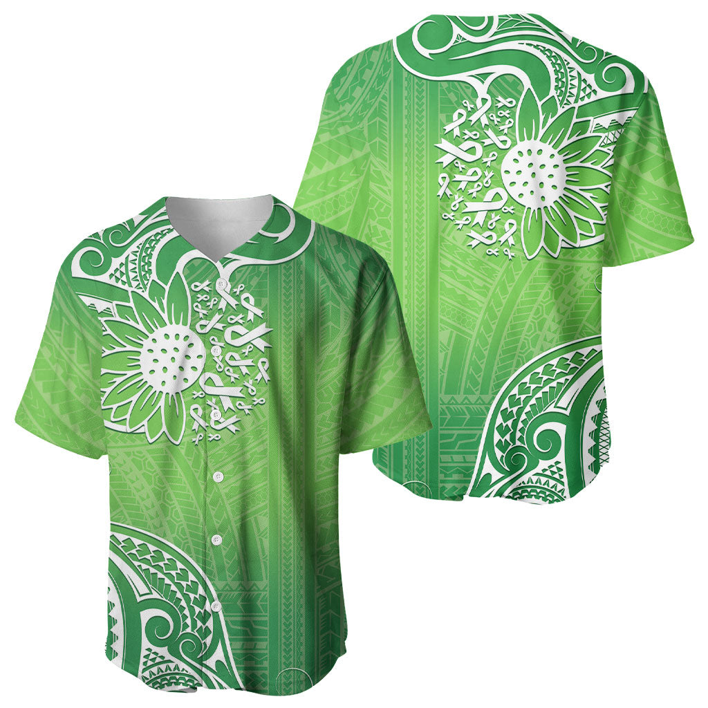 Polynesia Depression Support Baseball Jersey Sunflower Green Ribbons Polynesian Tattoo