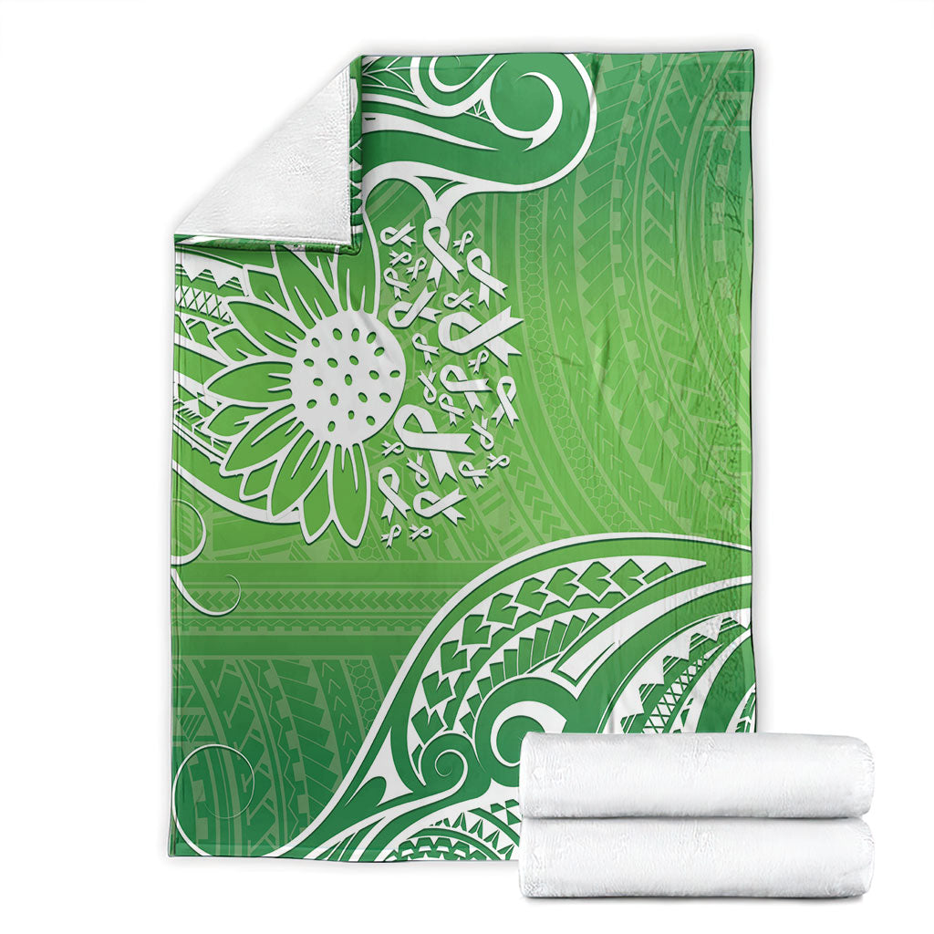 Polynesia Depression Support Blanket Sunflower Green Ribbons Polynesian Tattoo