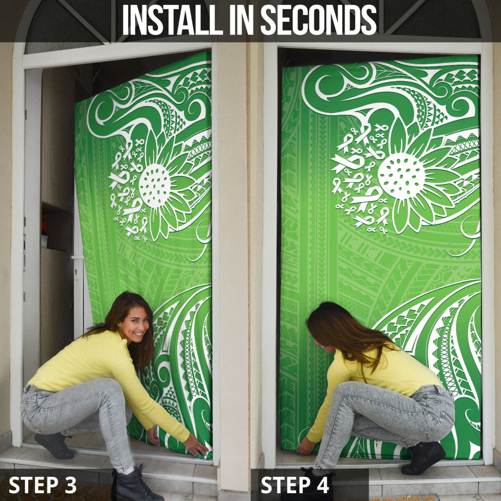 Polynesia Depression Support Door Cover Sunflower Green Ribbons Polynesian Tattoo