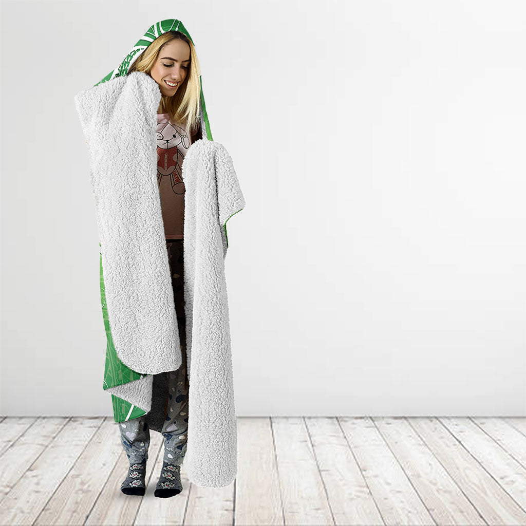 Polynesia Depression Support Hooded Blanket Sunflower Green Ribbons Polynesian Tattoo
