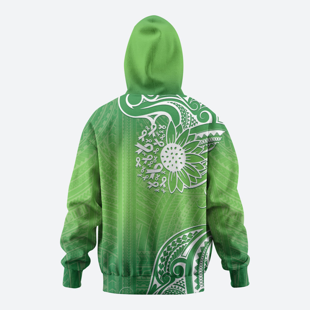 Polynesia Depression Support Hoodie Sunflower Green Ribbons Polynesian Tattoo