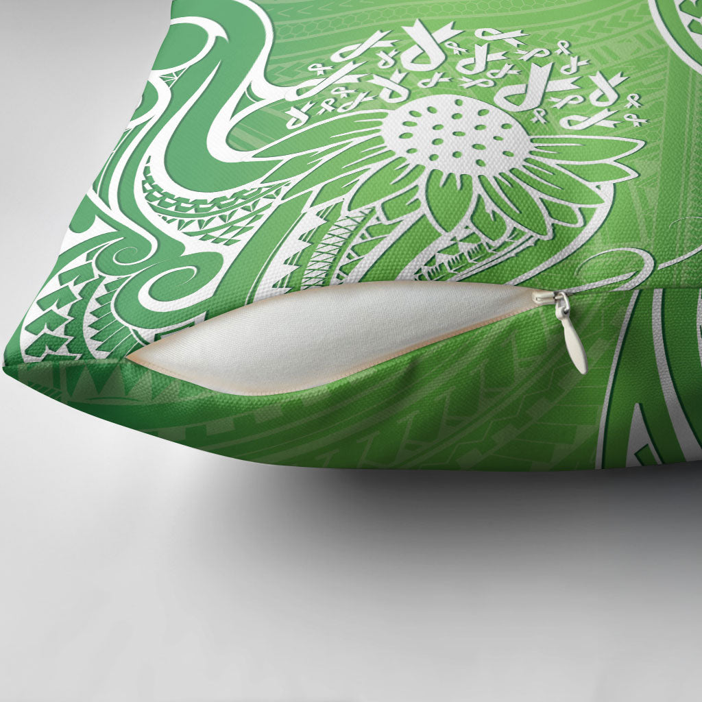 Polynesia Depression Support Pillow Cover Sunflower Green Ribbons Polynesian Tattoo