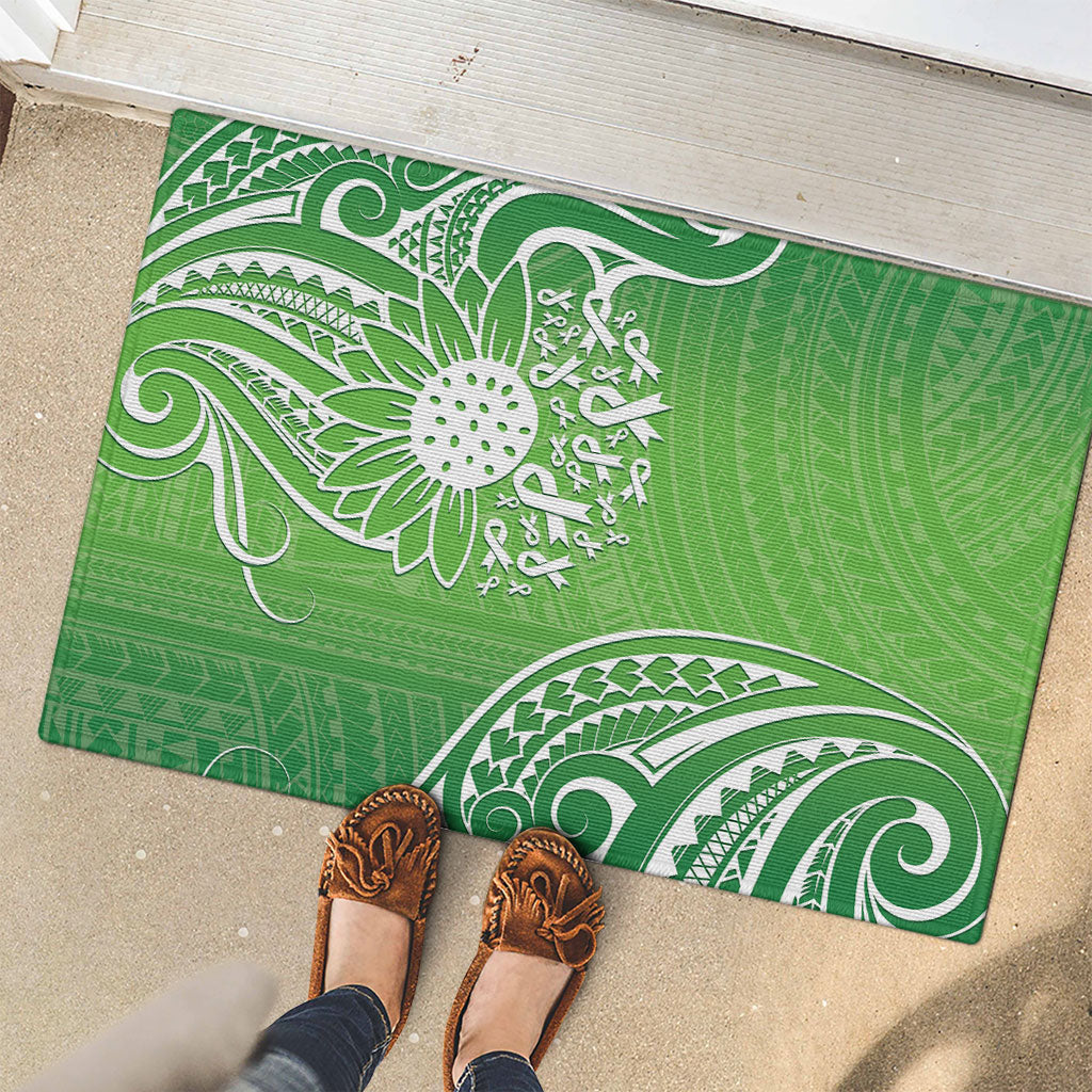 Polynesia Depression Support Rubber Doormat Sunflower Green Ribbons Polynesian Tattoo