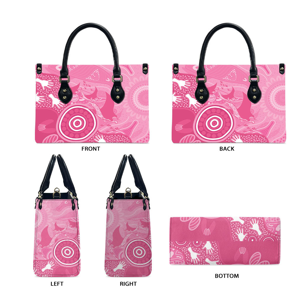 Australia Breast Cancer Support Leather Bag Pink Ribbon Manta Ray Aboriginal Art