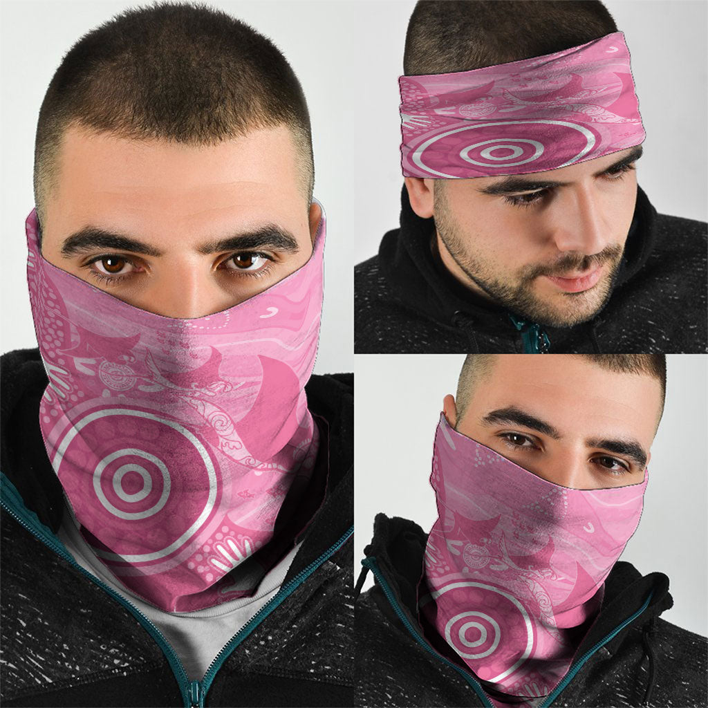 Australia Breast Cancer Support Neck Gaiter Pink Ribbon Manta Ray Aboriginal Art